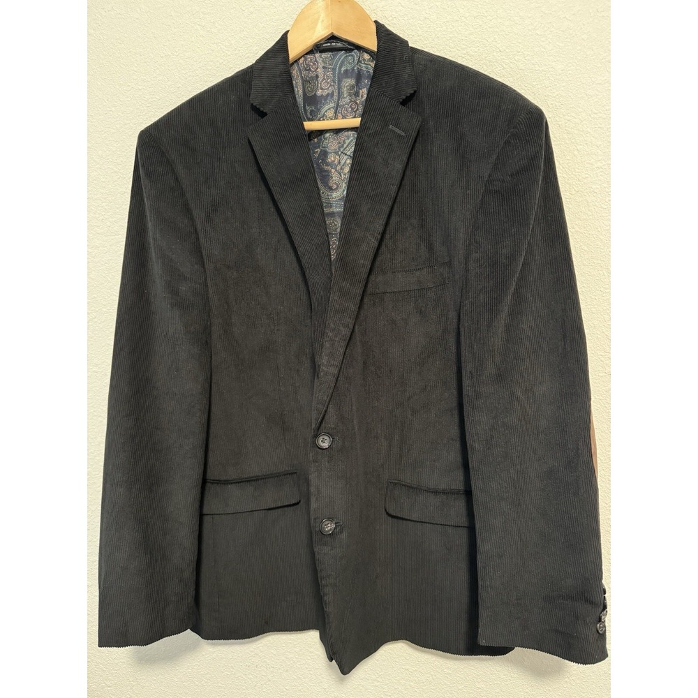Lauren Ralph Lauren Mens Black 46R Corduroy‎ Blazer Jacket 2-Button Single Vent